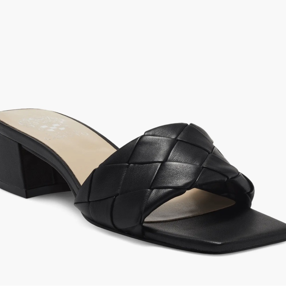 Vince Camuto Black Woven Leather Slide Sandals size 7.5